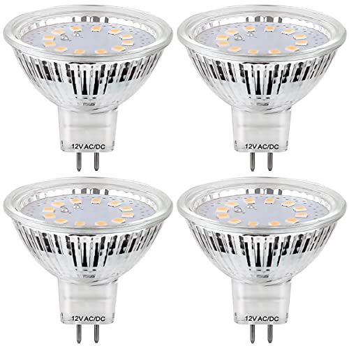 SANSUN MR16 LED-Leuchtmittel, 5W, entspricht 50W Halogen, GU5.3 Bi-Pin-Sockel, 12V, 4000K, Tageslichtweiß, 120° Weitwinkel, nicht dimmbar (Tageslichtweiß, 4 Stück)