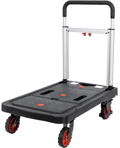 Stakmann Carrello Portapacchi Pieghevole Capacità di Carico 150 kg, Carrellino Portabagagli, Porta Attrezzi, Portacarichi Multifunzione, Trolley a Spinta Manuale, Manico Allungabile e 4 Ruote Girevoli