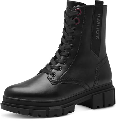 s.Oliver Bottines Plates en Dentelle pour Femme 5-25232-43, Noir, 42 EU