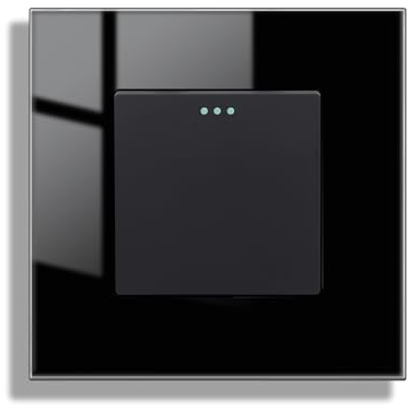 JIMEIDA Lichtschalter Schwarz Unterputz 1 Fach 1 Weg Glas Lichtschalter Taste Schalter Wandschalter Kristall Kippschalter 86 * 86MM,10 Amp,250 V