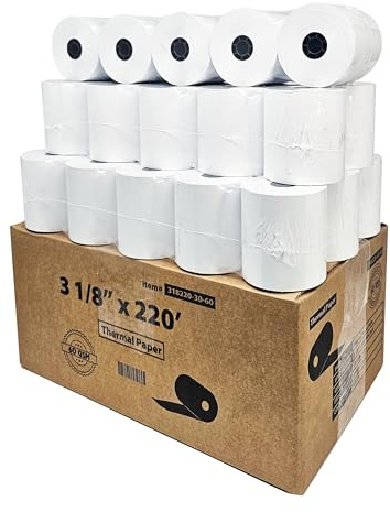 (30 Rolls - 60 GSM Heavy Thermal) 3 1/8 x 230 Thermal Paper Receipt Rolls fits all Clover POS Cash Register Printers, Star Micronics SCP700 TSP100 TSP300 TSP400 from BuyRegisterRolls