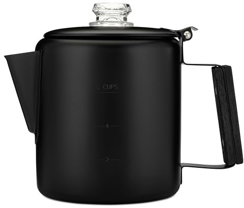 COLETTI Black Bozeman Percolator Coffee Pot — Stovetop Coffee Makers, Camping's Sleekest Stainless Steel Percolator – NO Aluminium or Plastic (6 Cup)