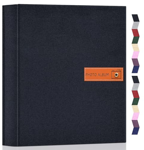 Popotop Photo Album 4x6 1000 Pockets Photo with Label, Linen Hardcover Photo Albums for Wedding Gifts Baby Memory Travel Anniversary Brithday School, Picture Book with Horizontal & Vertical Photos