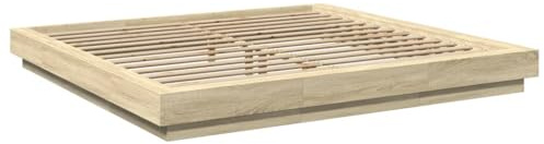 vidaXL Estructura de Cama Madera de ingeniería Roble Sonoma 200x200 cm, Muebles de Dormitorio, Camas, Cama Doble, Cama, somier, Cama de palets