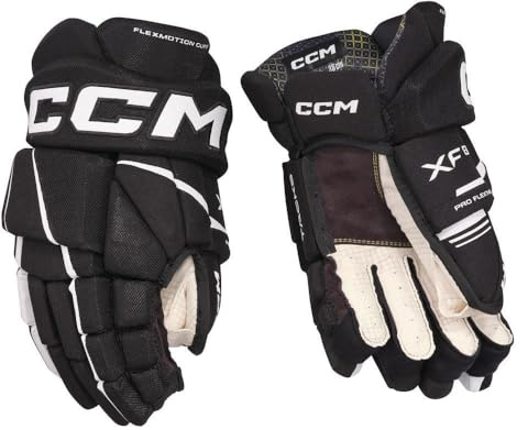 CCM Tacks XF80 - Guanti da hockey su ghiaccio, 14 pollici, colore: Nero/Bianco
