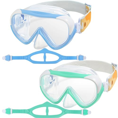 Ultimate 180 Kids Swim Goggles - Anti-Fog Child Diving Mask with Nose Cover & Fabric Strap for Ages 4-14 - Leak-Proof for Swimming, Snorkeling and Diving