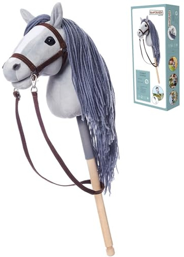HOPPIHORSE Hobby Horse, A4 storlek, Välgjord Käpphäst med Träns, Tyglar, Axelrem, Svans och Silikonhandtag i en Fin Färggrann Present Kartong, Käpphäst, Hobbyhäst, Sport Edition