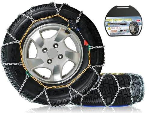 Catene da Neve Automatica, 2 Pezzi x 12 mm, Installazione Rapida di Catene da Neve in 1 Minuto con Tenditore Automatico, Catena Universale di Trazione per Auto, Pick-up e SUV(HKN 140)