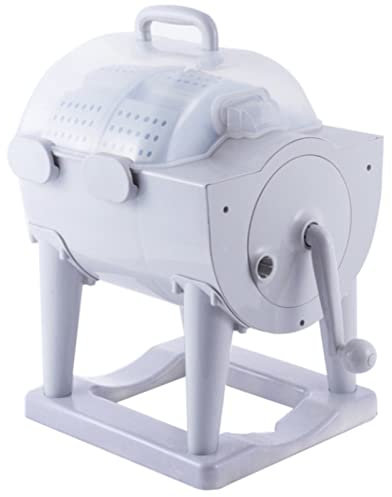 Machine à laver portable à manivelle, toupie à linge manuelle – Rondelle à tambour à main, pas d'électricité nécessaire, facile à utiliser, gris, 60 cm