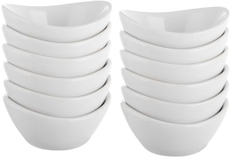 MEIDIV Ceramic Dipping Bowls Set of 12, Dipping Sauce Bowls, Small Bowl for Dips, Dip Bowl Soy Sauce Dish, Snack Serving Dishes, White Small Serving Dishes for Dips, Snacks, Tapas, and Nibbles
