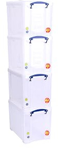 Really Useful Box Plastic Storage 19 Litre Clear (Pack Of 4)