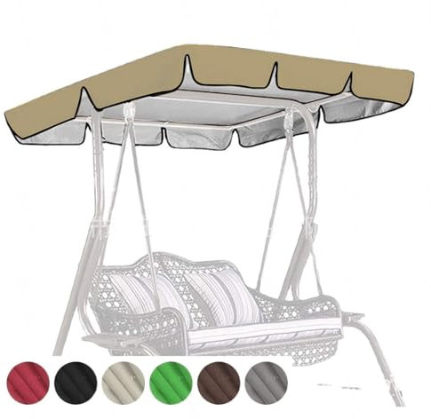 TYBEITAO 600D Hochwertiges,Silberbeschichtetes Oxford-Gewebe Hollywoodschaukel Dachbezug für Terrasse,Rasengarten,Party Dach Für Schaukelgestell Outdoor,Beige-195 * 125 * 15cm