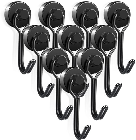 FPMYB 10 ganchos magnéticos extra fuertes, 16 mm, neodimio, gancho magnético que soporta 9 kg, gancho magnético giratorio, imanes con gancho para cocina, barbacoa, camping, taquillas, oficina, color