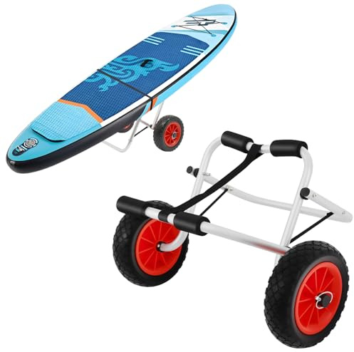 DHQCQL Carrello da trasporto pieghevole, in lega di alluminio, con cinghie, per barche, canoa o kayak, carrello per il trasporto di barche, fino a 80 kg