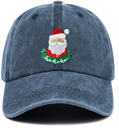 Gaakvrr - Casquettes de Noël Joyeux pour Homme et Femme, Casquette de Baseball Amusante avec Broderie en Coton pour les Fêtes, bleu marine, Taille unique