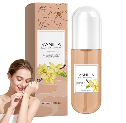 Spray corporal de vainilla para mujeres, niebla de fragancia corporal y capilar de larga duración con Aroma ligero, Perfume hidratante de piel de vainilla, Spray de fragancia multiusos (1PCS)
