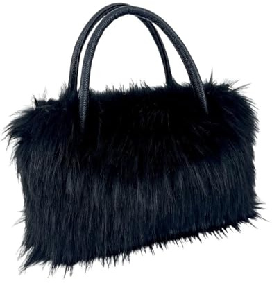 Genérico Fluffig väska Y2K-stil för kvinnor i plysch axelväska perfekt för vintern liten fyrkantig crossbody-väska med fuskpälsfoder.