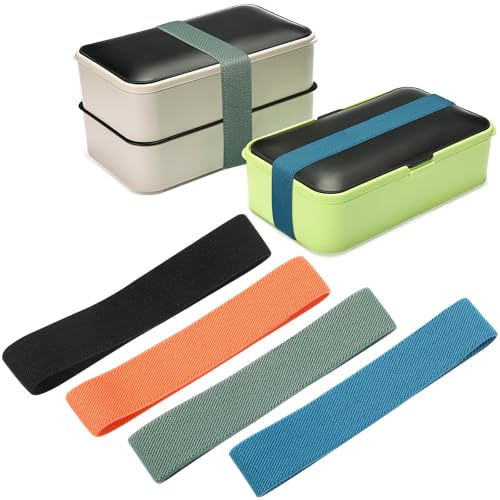 Lurrose Elastico per Agenda per Bento Box, 4 Pezzi, in Nylon ad Alta Elasticità, Facile da Pulire, per Casa e Scuola