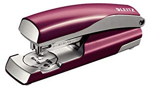 Leitz NeXXt - Grapadora (metal, hasta 30 hojas, en embalaje blíster), color granate