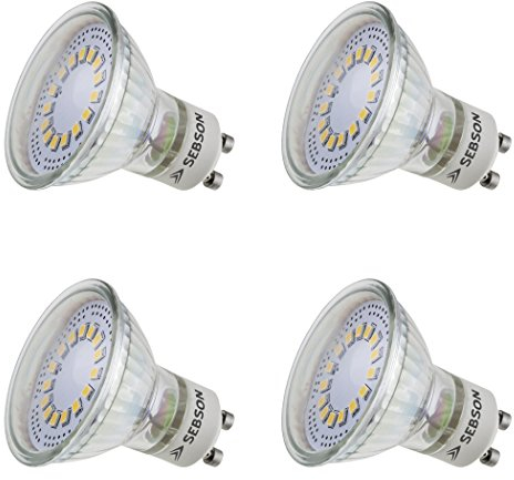 SEBSON LED Lampe GU10 warmweiß 3,5W - 4er Set - ersetzt 30W Halogen, 300 Lumen, GU10 LED Strahler 230V, LED Leuchtmittel 110°, ø50 x 57mm - Deckenstrahler