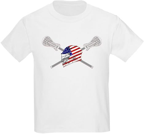 CafePress American Flag Lacrosse Helmet Kids Light T Shirt Kids Graphic Cotton T-Shirt
