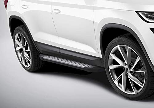 J&J AUTOMOTIVE | Advanced Rival Trittbretter, Einstiegsleisten mit Abe Passend Für Kodiaq 2017-2023 OEM, 1 Set Trittbretter (L+R), Alu-Silber