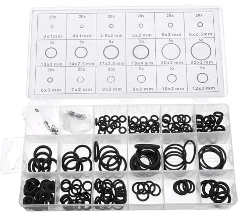 Bestgle 225Pcs Caoutchouc O-Ring Assortiment Joint Torique, Kit 18 tailles Noir O Ring Joints D'étanchéité, Hydraulique Plomberie Joints Laveuse Automobile Climatiseur Joint