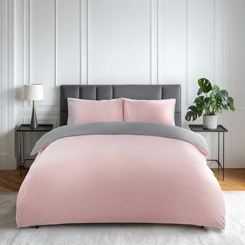 Emma Barclay Lyla Reversible Duvet Set in Blush Pink/Grey - Single