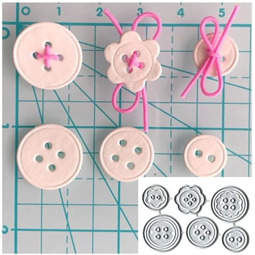 DuuFounG 6pcs/Set Buttons Metal Die Cuts Dies, 5.4 * 3.6cm/2.1 * 1.4inch, Scrapbooking Die Cuts