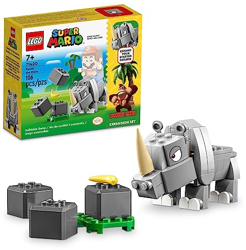 LEGO Super Mario Rambi The Rhino Expansion Set 71420, Game Inspired Building Toy Set to Combine with a Starter Course, This Collectible Super Mario Bros Toy Makes a Great Gift for Kids Ages 7 and Up