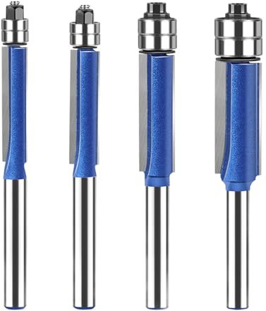 4 Pezzi Fresa per Fresatura a Filo 1/4 Pollici Doppi Cuscinetti in Carburo Cementato Kit di Finitura a Spirale Diritta Punta -er Fresa a Spirale con Taglio a Cuscinetto Superiore e Inferiore