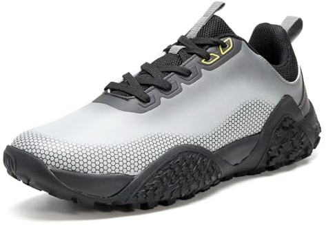 TEOHRW Zapatos de golf anchos para hombre, sin pinchos, profesionales, impermeables, para golf, con soporte de arco, Gris Negro, 12.5 X-Wide