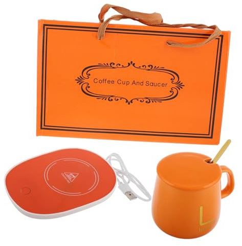 HOMOBABE 1 Impostato Tazza Termica Tazza Da Cappuccino Scaldatazze Da Ufficio Scaldatazze Da Scrivania Tazza Elettrica Tazza Riscaldante Elettrica Scaldatazze Usb Ceramica Orange