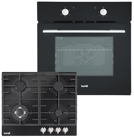 Baridi Kitchen Appliance Bundle 60cm, Integrated Fan-Assisted Oven & Black Glass Gas Hob - DH446