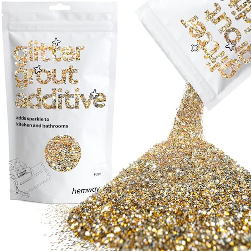 Hemway Glitter Grout Additive - Gold Silver | 100g Metallic Flakes for Adding Sparkle to Old & New Kitchen & Bathroom Tiles | Enhance Your Indoor Grouting Projects with a Durable Sparkly Effect