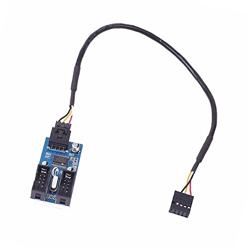 iHaospace USB Hub Intern Motherboard USB 2.0 9-poliger Header 1 bis 2 Extension Hub Splitter Adapter 30CM - USB Splitter 1 zu 2 / Mainboard Erweiterungssteckplatz USB 2