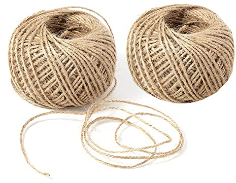 Dzsomt Jutegarn 2 Stück Juteband Jute-Schnur Bastelschnur Garten Kordel Paketschnur Kordelband Dünn Juteschnur für DIY Kunstgewerbe Weihnachten Geschenk Umwickeln