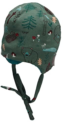 Sterntaler Baby Jungen Beanie Waldtiere Mütze - Kinderbeanie Gefüttert Mit Baumwoll Fleece - Dunkelgrün, 41