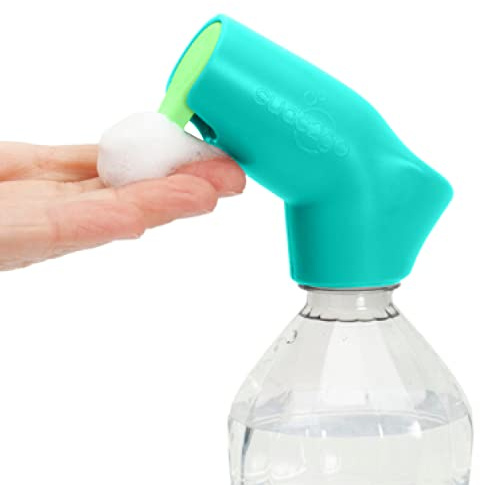 Suds2go Water Bottle Wash Refillable Caps 2-Pack, Portable Hand Washing Station with Foam Pump and Universal Foam Dispenser, As Seen on Shark Tank, Ideal for Outdoor and On-The-Go Use - Teal