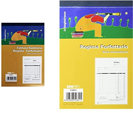 Edipro E5281C Blocco fattura sanitaria regime forfettario 50x2 autoric. f.to 22x15 & E5285A Blocco fattura regime di vantaggio(minimi) e forfettari 50x2 autoricalcante f.to 22x14,8