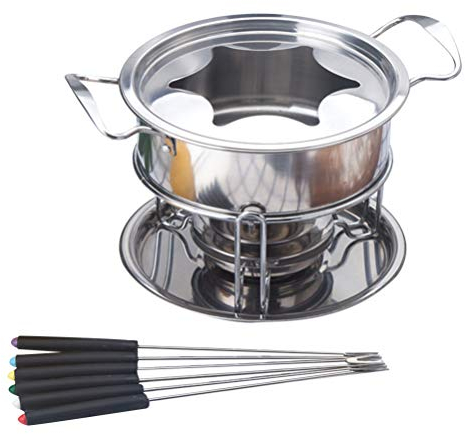 DOITOOL Service à Fondue Au Chocolat Four à Fondue Acier Inoxydable Accessoire De Cuisine avec Brûleur à Gel Et Couvercle