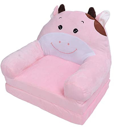 Trisar Kindersofa, Sitz mit Reißverschluss, Weicher Schwamm, Atmungsaktiv, Leicht zu Reinigen, Faltbares Cartoon-Kindersofa, Bequem, Kurzer Plüsch mit Breiten Armlehnen für Mehr Platz