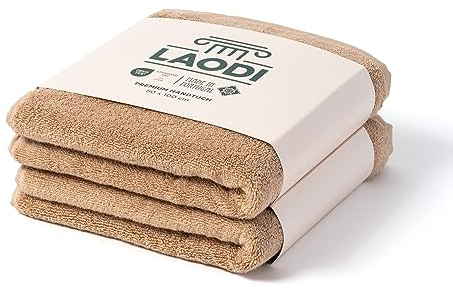 LAODI Premium Handtücher 2er Set – 50x100 – Honigpfirsich – 100 % Baumwolle – 570 g/m² – Hergestellt in Portugal