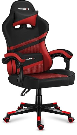 huzaro Force 4.4 | Chaise Bureau | Fonction Bascule | Ergonomique | Tissu Mesh | Appui-tête | Coussin Lombaire | Réglable en Hauteur | PC Gaming | Accoudoirs Souples | Rouge