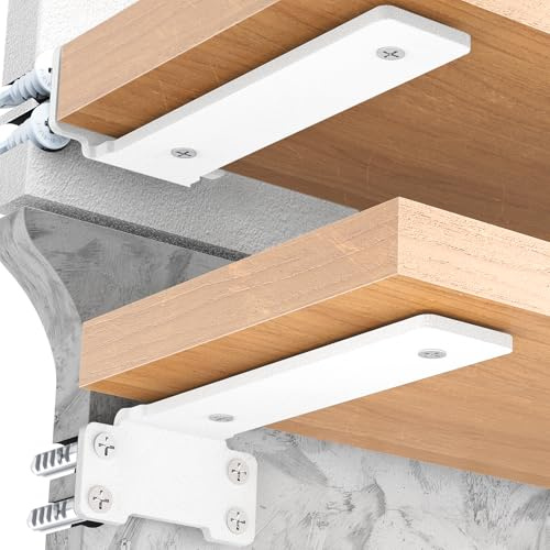Yeabett 4 piezas de soporte para estantes, soporte de estantería 20 cm, ángulo de estantería de carga pesada, capacidad de carga 75 kg, Blanco