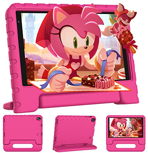 FACETEL Tablet Android con 8 Pulgadas con RAM + ROM (Memoria escalable), Tipo C, Certificación GMS, WiFi, Bluetooth 5.0, 1280 * 800 FHD IPS, Widevine L1, 3,5 mm, 3600mAh, Tablet Funda EVA - Pink