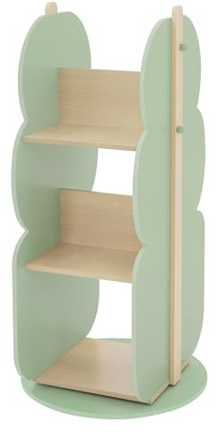 Joyz Bücherregal Kinder Baum-Form, Ø 48 x 96 cm, Grün-Natur, 2 Seitiges Kinderregal aus Holz mit 5 Regale, Kinderzimmerregal 360° drehbar, Aufbewahrungsregal für Kinder, Spielzeugregal Büchergestell