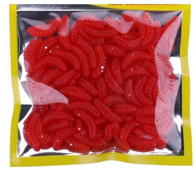 FOLANDO 50 Fishing Soft Worm Lures， Soft Worms Lures Fishing Lure Baits Worm Bread Soft Maggots Artificial Earthworm