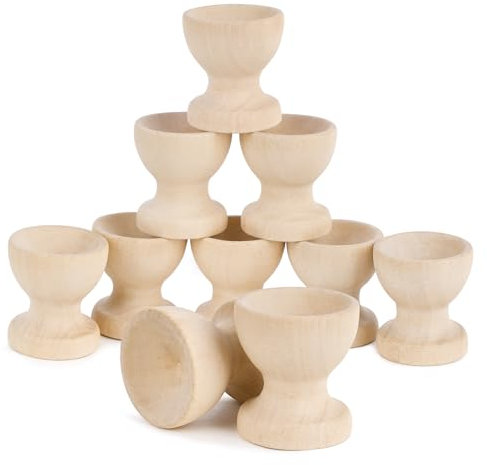 BOFUNX 10 Piezas Hueveras de Madera Soportes de Huevos de Pascua Decoración de Mesa de Pascua para Niños Artesanías Taza de Desayuno Regalos de Pascua Decoración de Pascua