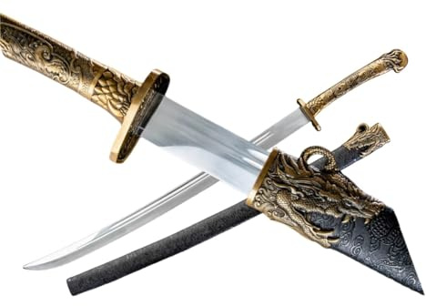 LOONGSWORD 39.37 Chinese Qingdao Sword – Handcrafted High Manganese Steel Blade, PU Leather Scabbard, Alloy Fittings – Traditional Single-Edge Martial Arts Sword
